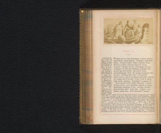 Photographic reproduction of a painting depicting Aeneas and Ascanius fleeing with a boat from Troy, scene from Virgil's Aeneid