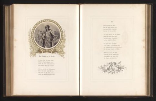 Photographic reproduction of a drawing of a young woman with a lyre by Arthur von Ramberg