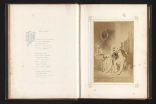 Photographic reproduction of a drawing of Laura playing the piano by Arthur von Ramberg