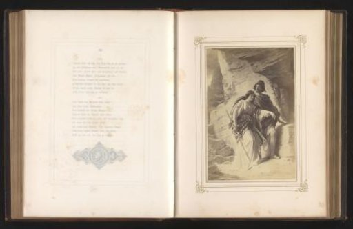 Photographic reproduction of a drawing of Aeneas and Dido in the cave by Arthur von Ramberg