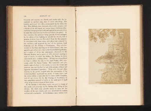 Photographic reproduction of a painting of a church on fire