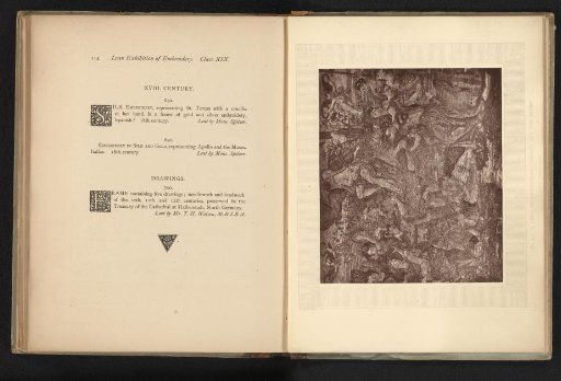 Part of an embroidery depicting Apollo and the Muses