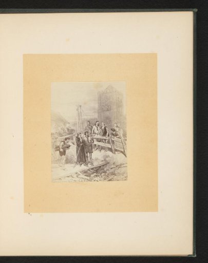Photographic reproduction of a drawing illustrating Van Lennep's The Frisian Architect by Cornelis Springer