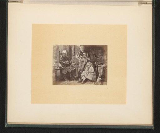 Photographic reproduction of a painting illustrating Van Lennep's Klaasje's Upbringing with Mrs. Ruttel by August Allebé
