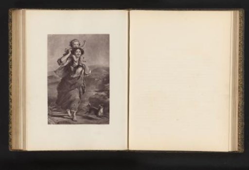 Photographic reproduction of an engraving after a painting of a mother with a child on her shoulders