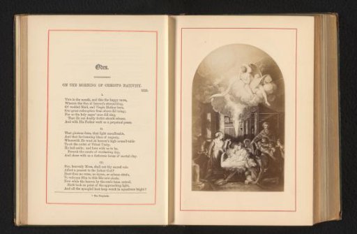 Photographic reproduction of a painting of the Adoration of Christ in the manger