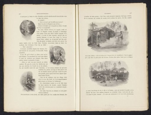 Photographic Reproductions of Drawings Depicting a Man in a Forest