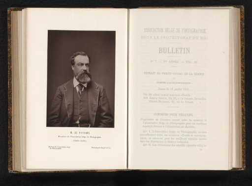 Portrait of Charles de Pitteurs, chairman of the Association belge de Photographie