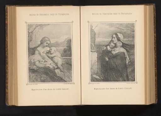 Reproduction of a drawing of a mother with child by Louis Gallait