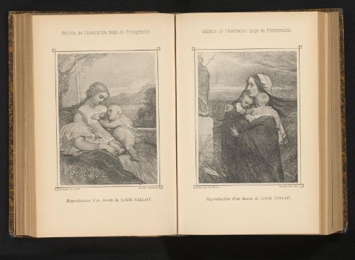 Reproduction of a drawing of a boatwoman with two children before an approaching storm by Louis Gallait