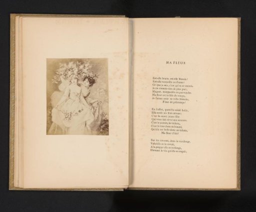 Photographic reproduction of a painting of two girls with flowers