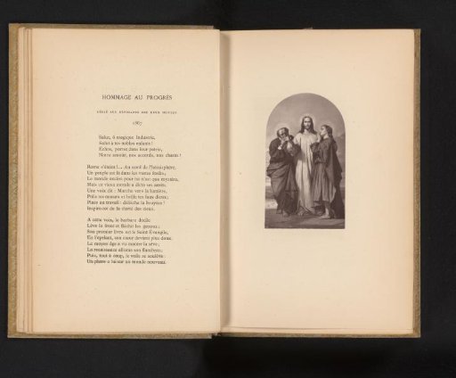 Photographic reproduction of a painting of Christ with two apostles