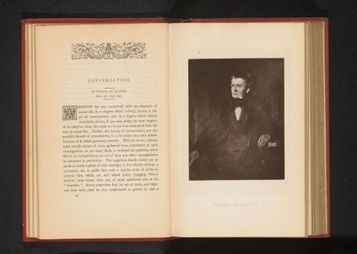 Reproduction of painted portrait of Thomas de Quincey by Sir J.W. Gordon