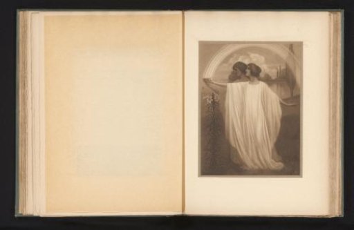 Two women in a landscape with lily and rainbow