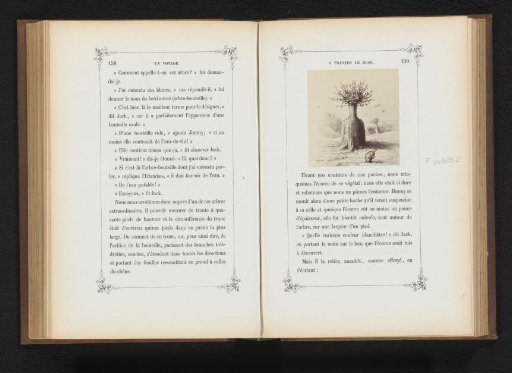 Photographic reproduction of a drawing of a bottle tree with a kangaroo, Australia