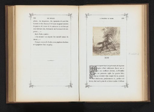 Photographic reproduction of a drawing of a horse being strangled by a snake