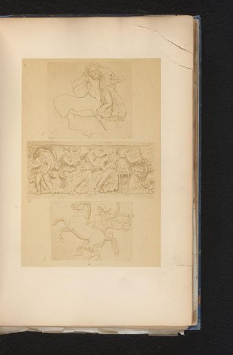 Photoreproduction of three drawings of antique reliefs
