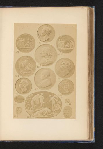 Fourteen coins, inscriptions and a relief