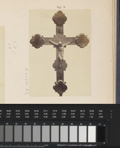 Gilded and enameled copper crucifix at the Exhibition of Antiquities in Delft
