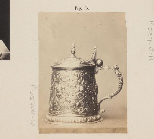 Silver beer jug at the Exhibition of Antiquities in Delft