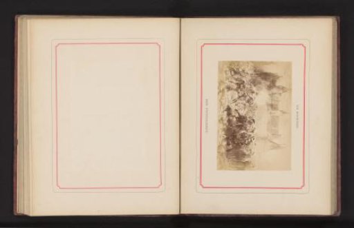 Photographic reproduction of a painting, depicting a battlefield with cavalry
