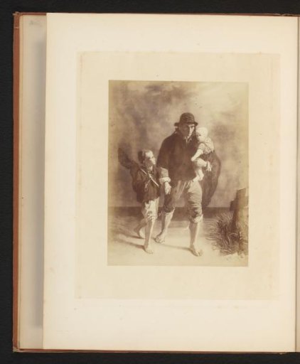 Photographic reproduction of an engraving after the painting 'By Mother's Grave' by Jozef Israëls