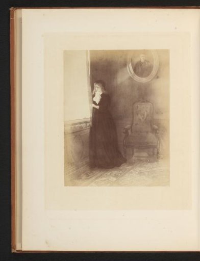 Photographic reproduction of an engraving after a painting of a woman at a window by Diederik Franciscus Jamin