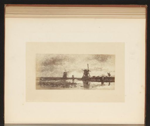 Photographic reproduction of an engraving after a painting of a polder landscape by Willem Roelofs