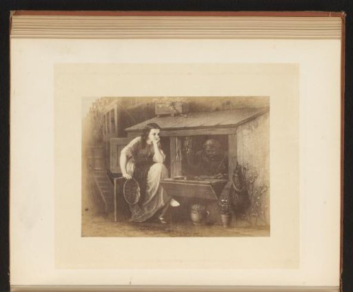 Photographic reproduction of an engraving after a painting of a shoeshiner by Hein J. Burgers