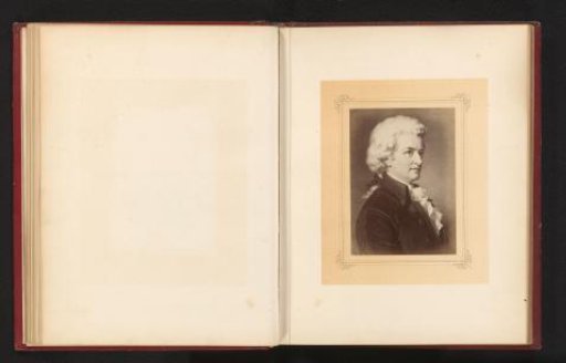 Photographic reproduction of a painted portrait of Wolfgang Amadeus Mozart by Carl Jaeger
