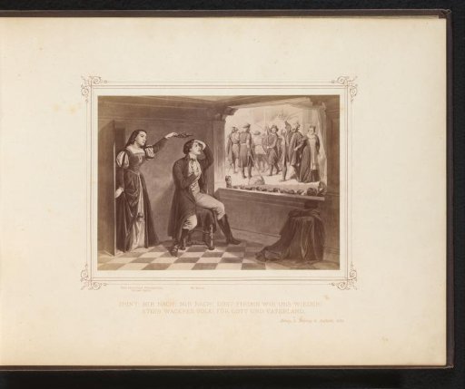 Photographic reproduction of a drawing of a scene from the play Zriny