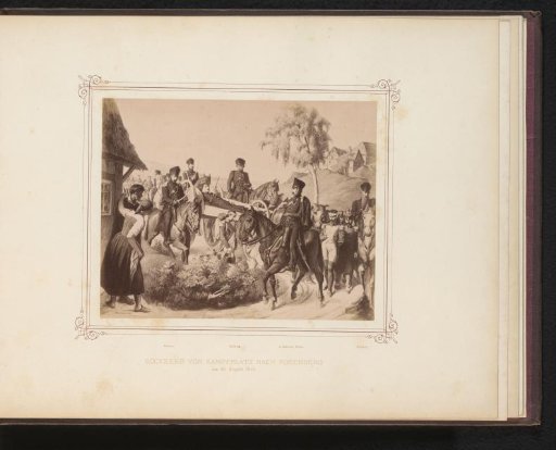 Photographic reproduction of a drawing of returning soldiers of the Lützow's Free Corps