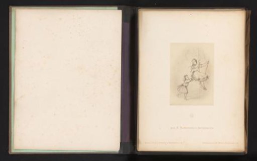 Photographic reproduction of a sketch of a swinging girl by Albert Hendschel