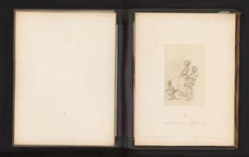 Photographic reproduction of a sketch of two organ grinders by Albert Hendschel