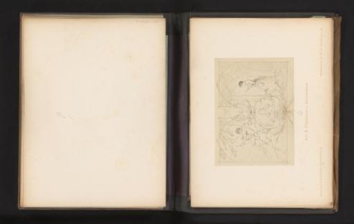 Photographic reproduction of a sketch of various reading figures by Albert Hendschel