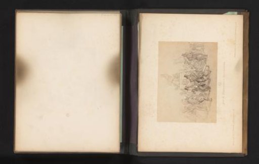 Photographic reproduction of a sketch of a group of dancing people by Albert Hendschel