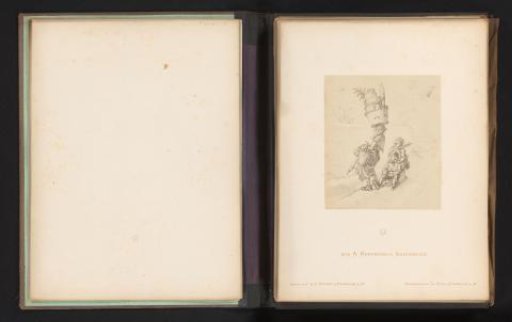 Photographic reproduction of a sketch of two boys on a sled by Albert Hendschel