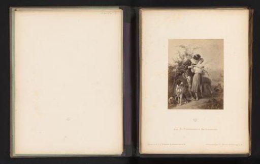 Photographic reproduction of a sketch of a hunter and his beloved by Albert Hendschel