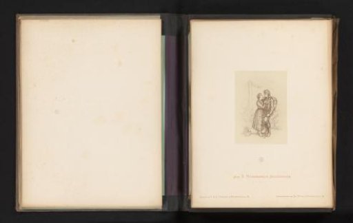 Photographic reproduction of a sketch of the farewell of a couple by Albert Hendschel