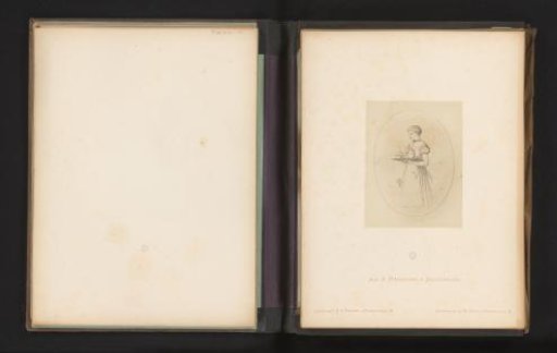 Photographic reproduction of a sketch of a maid with a tray of coffee by Albert Hendschel