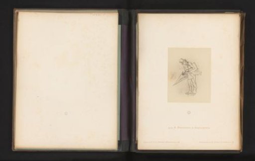 Photographic reproduction of a sketch of a man in the rain by Albert Hendschel