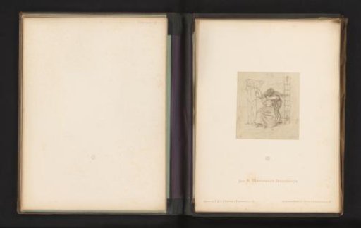 Photographic reproduction of a sketch of a baker, a chimney sweep and a woman by Albert Hendschel