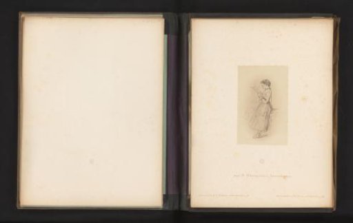 Photographic reproduction of a sketch of a girl reading by Albert Hendschel