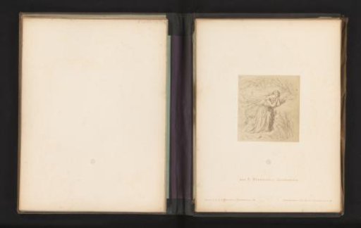 Photographic reproduction of a sketch of a mourning woman by Albert Hendschel