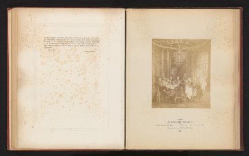 Photographic reproduction of a painting of Frederick the Great at table in Sanssouci Palace by Adolph Menzel