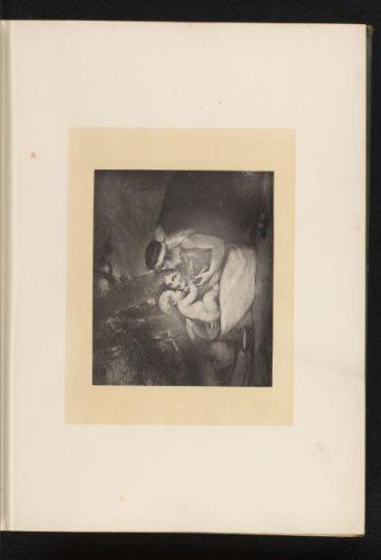 Reproduction of an engraving after a painting of Shakespeare fed as a child by Tragedy and Comedy