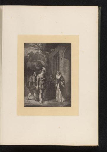 Reproduction of an engraving after a painting of a scene from The Merry Wives of Windsor