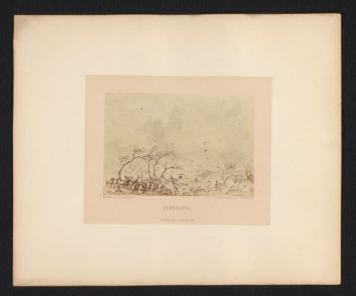 Photographic reproduction of a drawing of a landscape in a storm by Dirk Langendijk