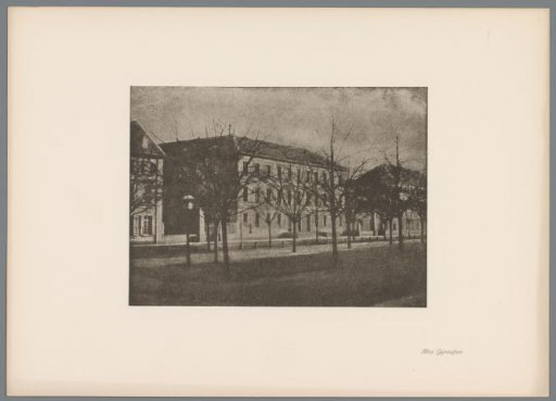 Reproduction of a gum print of the Royal Gymnasium in Düsseldorf by Erwin Quedenfeldt
