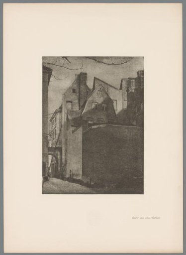 Reproduction of a gum print of a city view in Düsseldorf by Erwin Quedenfeldt